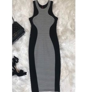 Striped Midi Body Con Dress